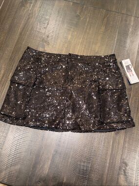 Madden NYC Black Sequin Cargo Mini Skirt | Y2K | Party | NWT Size M